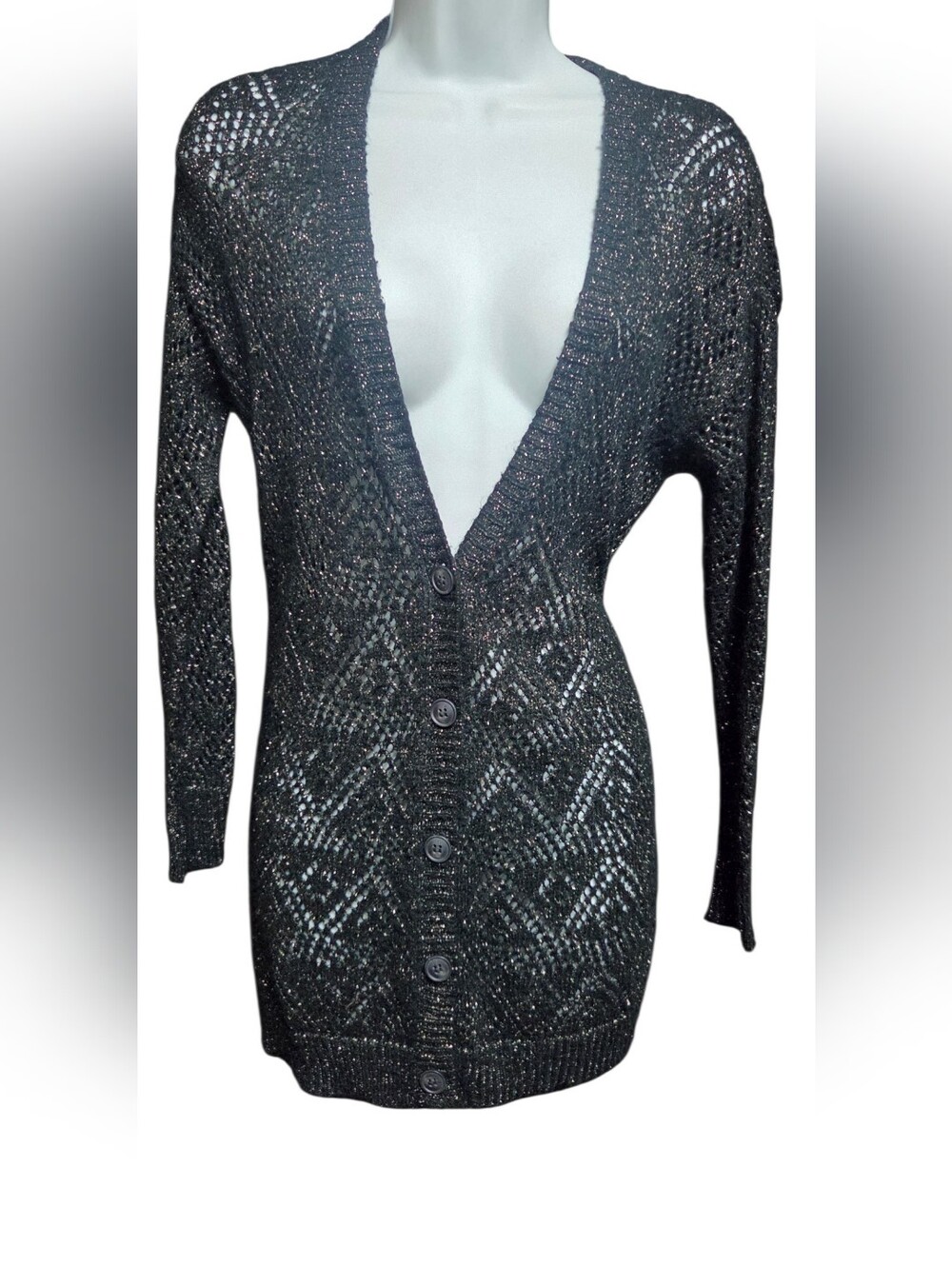 Halogen Metallic Knit Cardigan